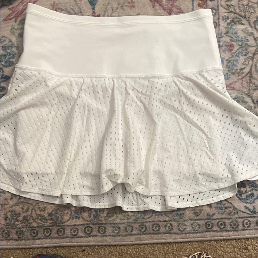 Athleta White Ruffled Skater Mini Skirt